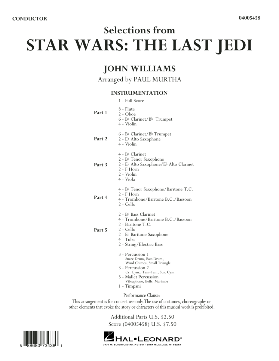 Selections from Star Wars: The Last Jedi - click here