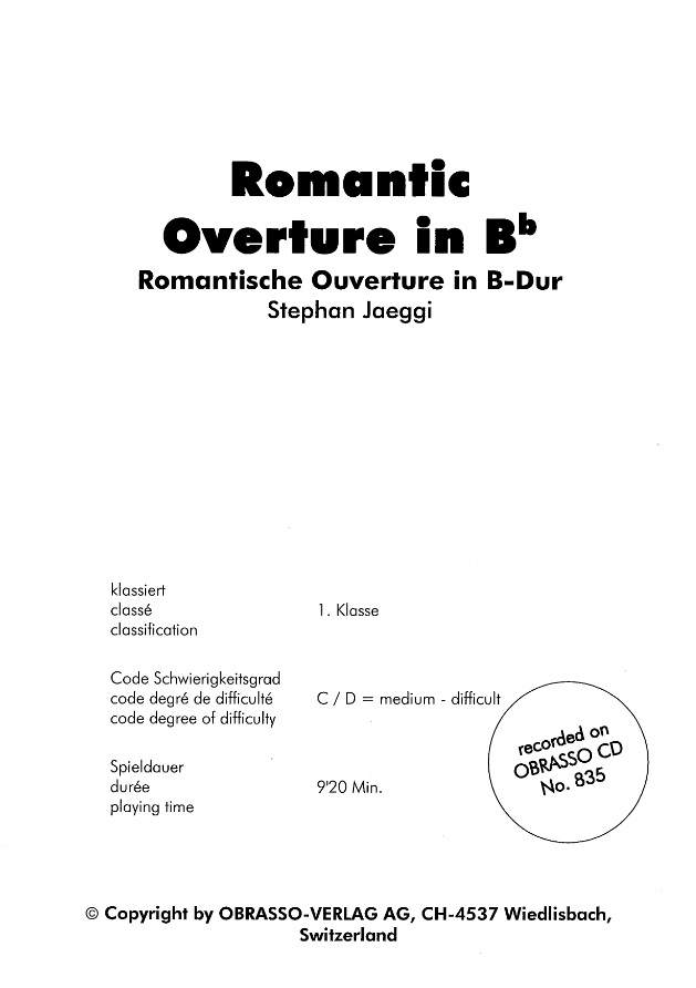 Romantische Ouverture in B-Dur (Romantic Overture in Bb) - click here