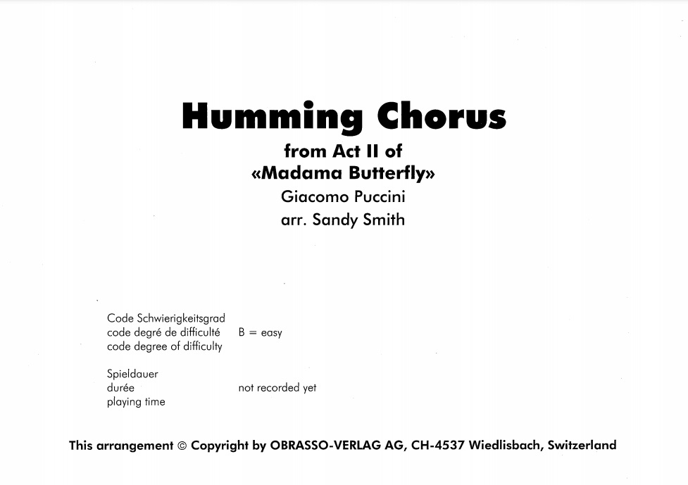 Humming Chorus (from 'Madame Butterfly') - click here