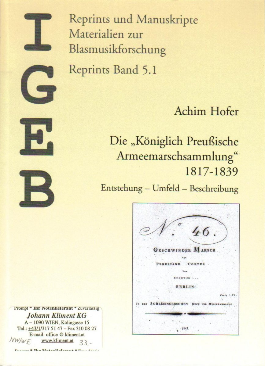 Königlich Preußische Armeemarschsammlung, Die, 1817-1839 (Heft I / Nr. 1-40) - click for larger image