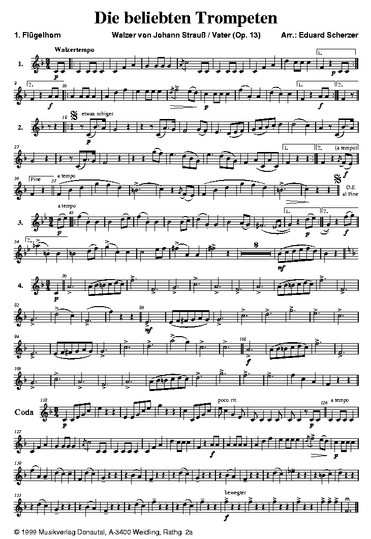 Beliebte Trompeten - Sample sheet music
