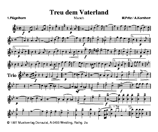 Treu dem Vaterland - Sample sheet music