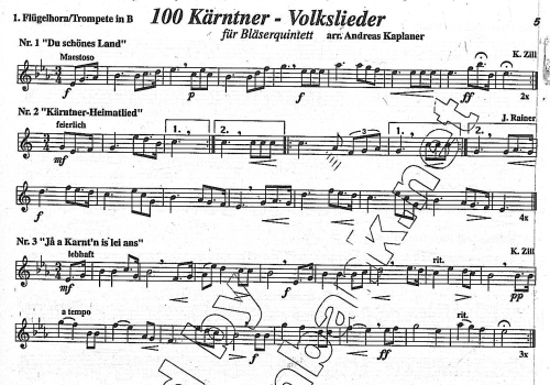 100 Kärntner Volkslieder - Sample sheet music