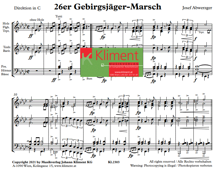 26er Gebirgsjäger Marsch - Sample sheet music