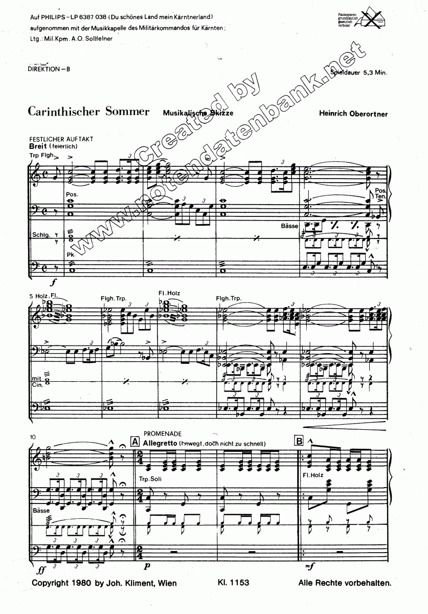 Carinthischer Sommer - Sample sheet music